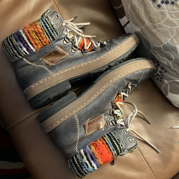 RIEKER Felicitas leather fleece lined booties boots - Picture 6 of 9